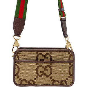 Gucci Jumbo GG Shoulder Bag canvas leather Brown